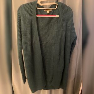 Cozy open front forest green cardigan